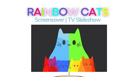 Whimsical Rainbow Cat Slideshow 😻 A Playful Masterpiece @tvasart #screensaver #NaiveArt #catart #art