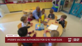 Pfizer's vaccine authorized for 12-15 year olds