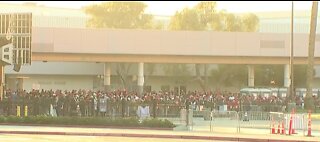 Crowds gather at convention center