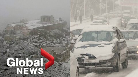 Greece slammed by heavy snowstorm, shutting down schools and roads