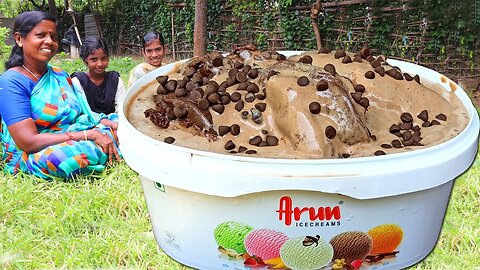 BIG CHOCOLATE ICE CREAM RECIPE | Homemade Ice Cream Making | Village Style Ice Cream Recipe