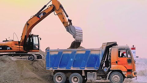 Caterpillar 320D Excavator Loading Mercedes & MAN Trucks - Sotiriadis Mining Works