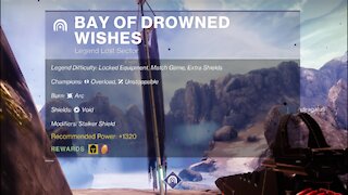 Destiny 2, Legend Lost Sector, Bay of Drowned Wishes on the Dreaming City 10-7-21