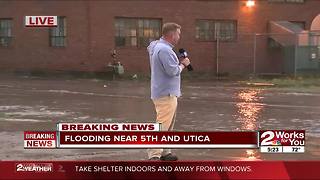 Tulsa storm coverage: flooding at 5th & Utica