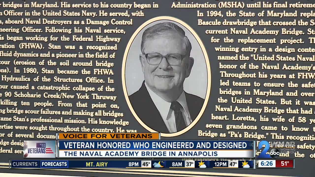 Veteran who engineered, designed Naval Academy Bridge honored