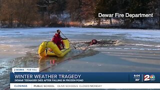 Teen dies after falling through frozen pond