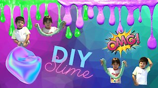 DIY Fluffy Slime at Home Easy Slime using Shaving Cream, Glue and Saline