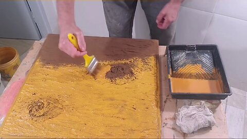 how to make a tree bark effect with mortar (glue cement)