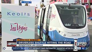 Driverless shuttle takes to streets in Las Vegas