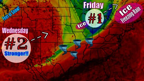 DOUBLE THREAT! 2 Major Storms Bringing Tornadoes, Damaging Winds & More! - The WeatherMan Plus