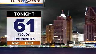 Mostly cloudy night with sprinkles