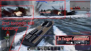 War Thunder - Double Strike with one torpedo on two destroyers (SHORT CLIP)