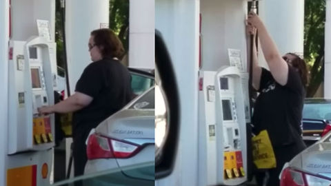 Stubborn Woman Tries And Fails To Fix Out Of Order Gas Pump Multiple Times