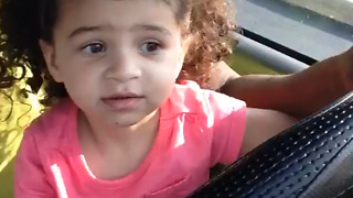 Adorable Girl Takes The Wheel!