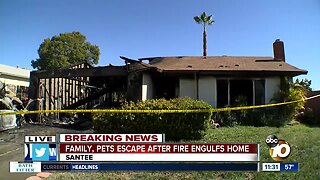 Fire rips through garage of home in Santee