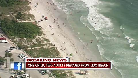 Three people, including child, rescued from Lido Beach