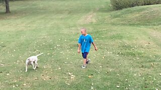 My special needs son playing after writing another a race