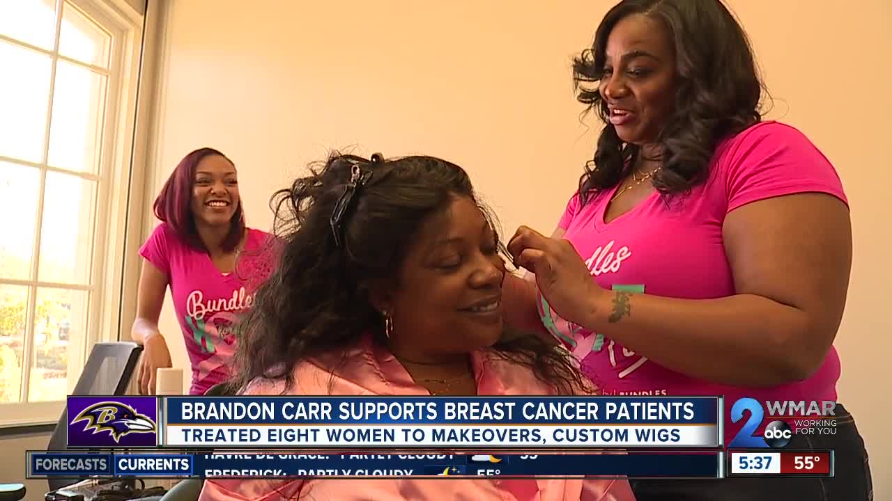 Brandon Carr supports breast cancer patients, treated eight women to makeovers, custom wigs
