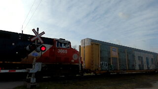 Manifest Train Eastbound CN 2854 & CN 3865 Locomotives In Ontario