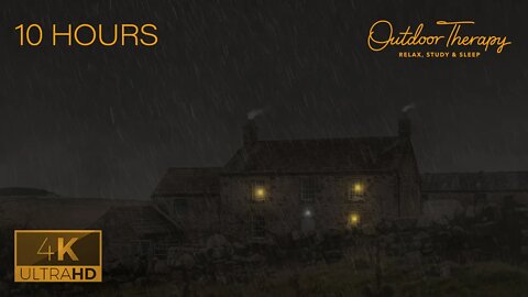 Stormy Night in Northumberland 4K | Heavy Rain & Distant Rolling Thunder | Relax | Study | Sleep