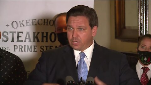 Gov. DeSantis spoke in West Palm Beach, praising restaurant workers and others in the service industry