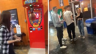 Group of guys get put to shame by woman's punch
