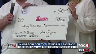 Blessings in a backpack gets donation