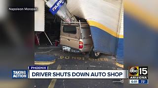 Truck smashes into Valley auto shop