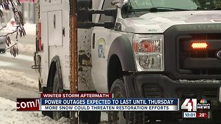 Crews continue work as thousands still without power Monday