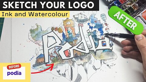 Sketch an Ink and Watercolour Logo - Podia's Challenge Accepted!