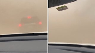 Insane apocalyptical storm totally engulfs vehicles on highway