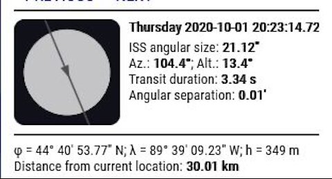 ISS lunar transit 10-01-20