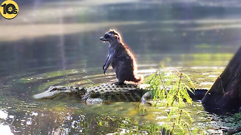 This Raccoon Rode an Alligator on Florida