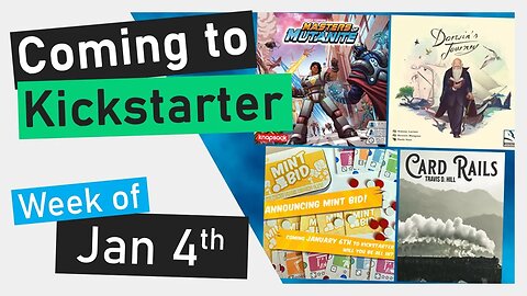 📅 Kickstarter Boardgames Week of Jan 4 | Masters of Mutanite, Darwin's Journey, Card Rails, Mint Bid