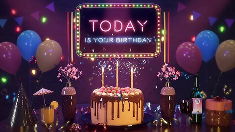 Happy Birthday Wishes and Greetings with animated magical birthday cake celebration in 4K Short