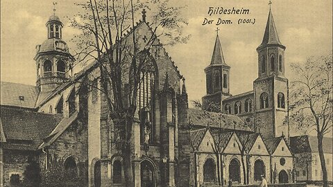 Hildesheim Cathedral (815?) Bernward Doors/Pillar, 1000 Year Rose, Boaz/Jachin, Halo Chandelier