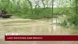 Breach in dam at Lake Waxhoma near Barnsdall