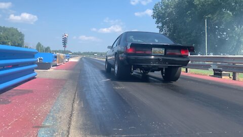 Black Nasty twin turbo mustang making a shake down pass