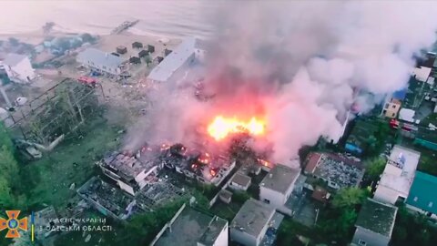 Aftermath of devastating Russian strike on recreation centre in Zatoka, Odessa region