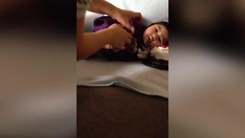 Baby Girl Falls On Her Cake