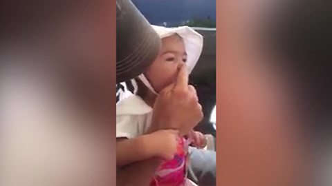 A Precious Little Girl Honks With Her Nose