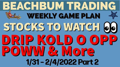 DRIP KOLD O OPP POWW CRSR KTOS ROKU & More | [Stocks to Buy] for the Trading Week of 1/31 – 2/4/2022
