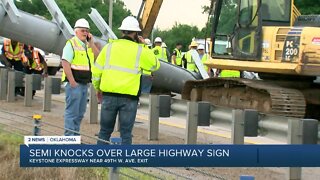 Keystone Expressway reopens after truck knocks sign over