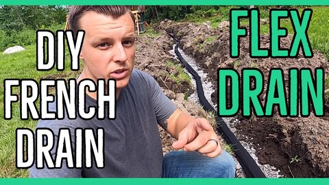 DIY Installing A French Drain using Flex Drain with sock. ||Affordable French Drain || Link Below ||
