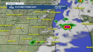 Mostly sunny and warm Wednesday with slight chance for showers