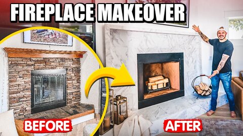 DIY Stone Fireplace Makeover