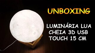 Unboxing - Luminária Lua Cheia 3D Usb Touch 15 Cm - (Português BR)