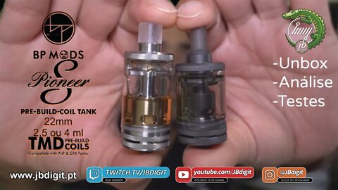 [PT] [SHORT] BPMODS PIONEER S TANK - 22mm ( 2,5ml / 4ml) - Coils TMD compativeis c/ PNP e GTX