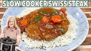 Slow Cooker TENDER SWISS STEAK in the Crockpot DINNER IDEAS