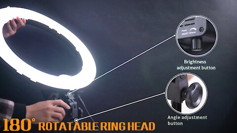 Ring Light Kit:18" 48cm Outer 55W 5500K Dimmable LED Ring Light, light stand